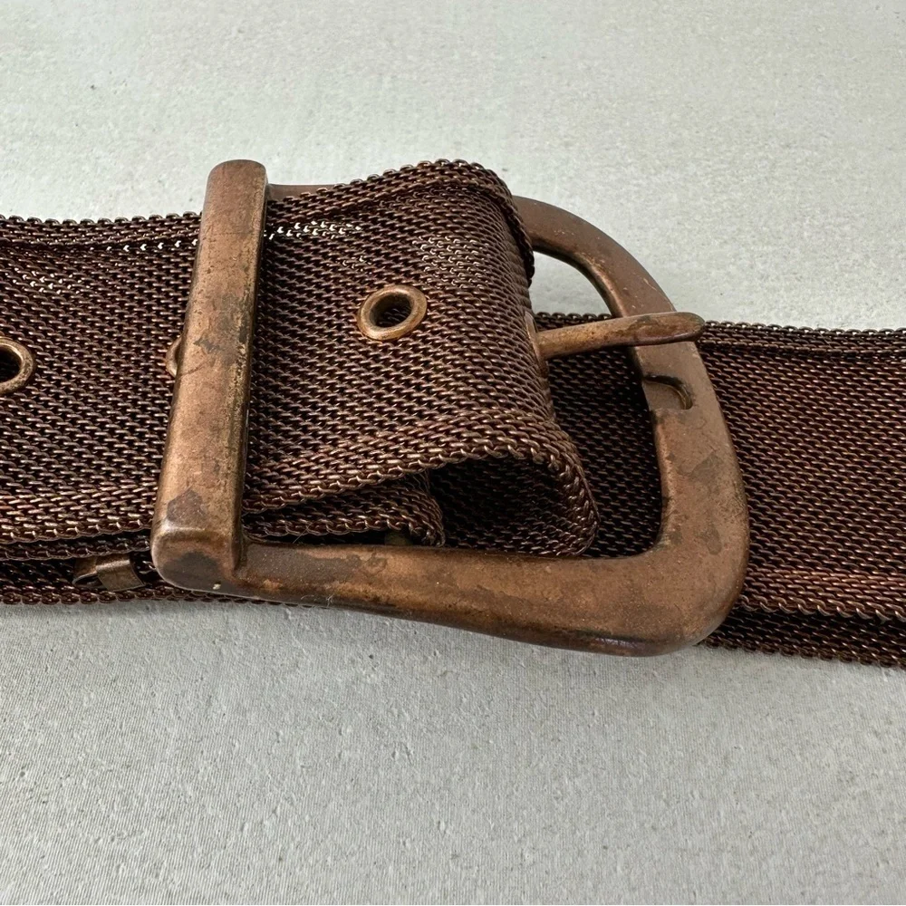 Belt Cooper Tone Metal Mesh Steampunk Grommet Belt  36 unisex grunge costume
